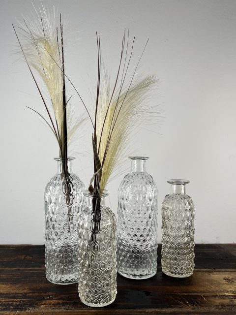 Vase Flasche Glas Relief 20cm